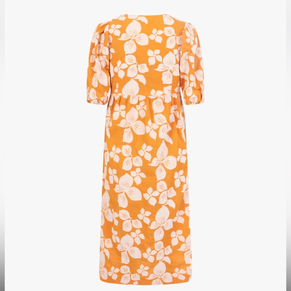 TED BAKER CINTHY BUTTON FRONT JACQUARD DRESS, DARK ORANGE - Picture 6 of 11